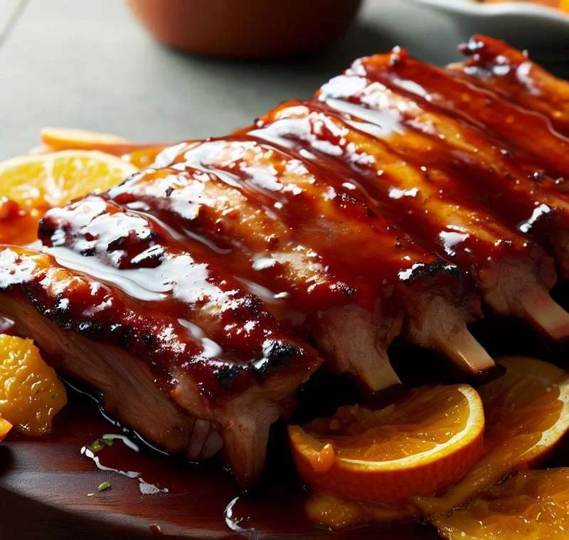 Foto da receita Costela Suína com Molho Barbecue de Mel e Laranja